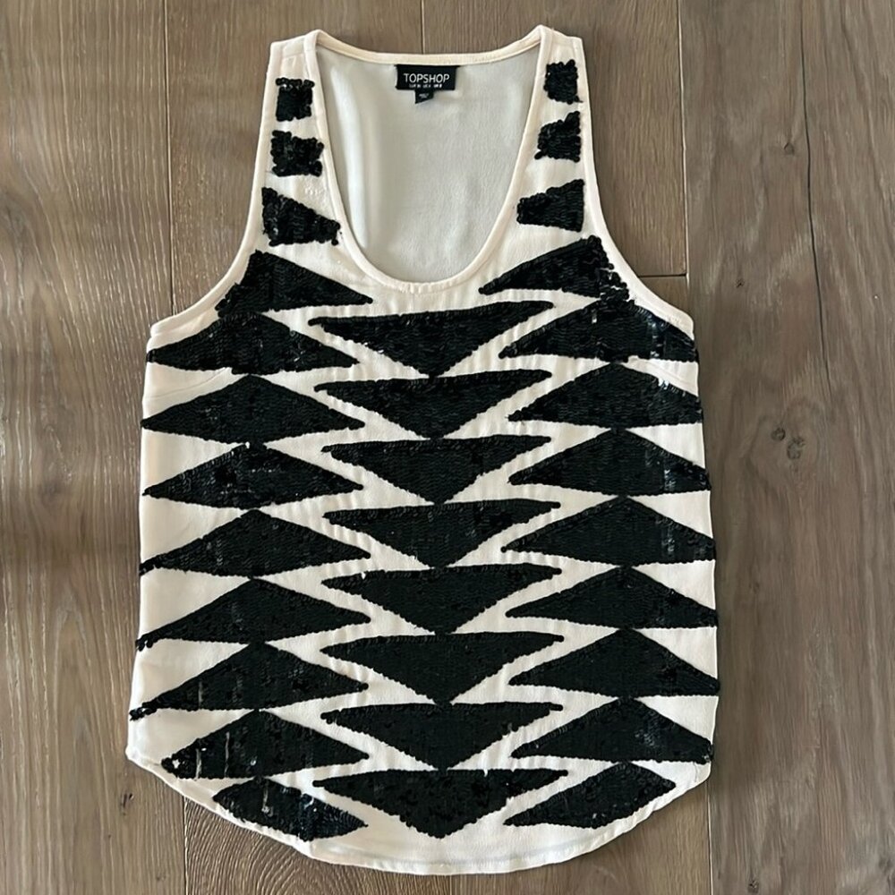 Topshop Sheer Sequin Tank Sz 4